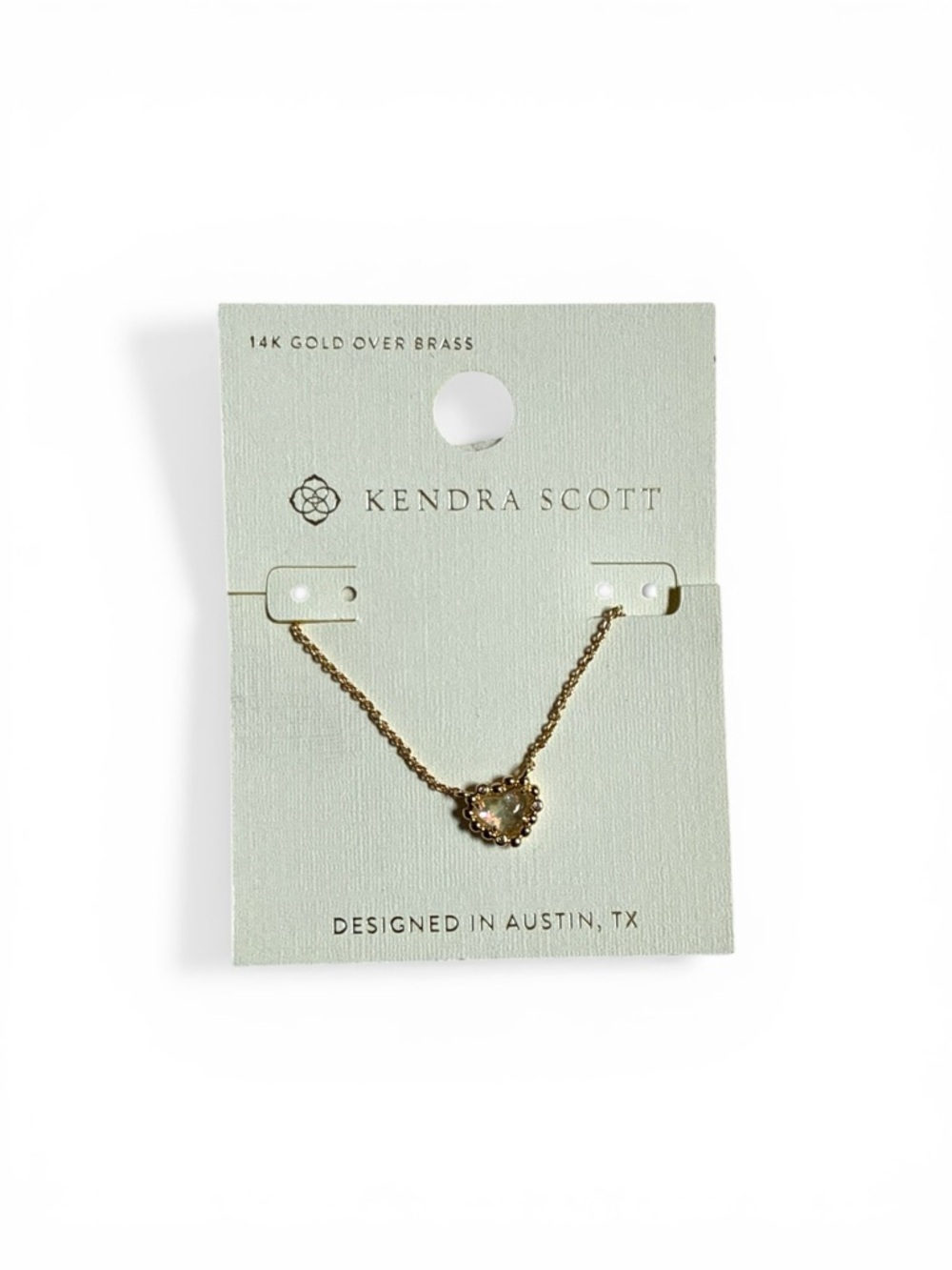 Kendra Scott Anna Gold Iridescent Heart Pendant Necklace New